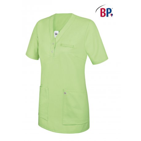 Tunique médicale femme vert clair avec empiècement, deux poches - BP