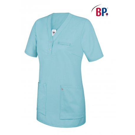 Tunique médicale femme bleu turquoise à enfiler, deux poches - BP