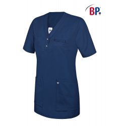Tunique médicale femme bleu marine avec empiècement, deux poches - BP