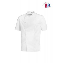 Veste de cuisine mixte manches courtes blanche, avec pressions cachées - BP