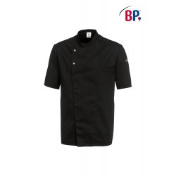 Veste de cuisine mixte manches courtes noire, polycoton - BP
