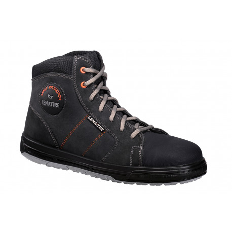 Chaussure de sécurité montante en cuir nubuck "Saxo", noire (S3 SRC) - Lemaitre