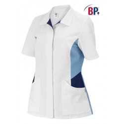 Tunique médicale femme blanche et bleu, coupe ajusté - BP