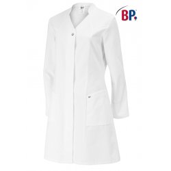 Blouse de laboratoire mi longue manches longues 100% coton Blanc pour femme - BP