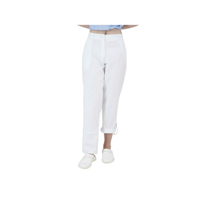 Pantalon médical Blanc femme ventre plat - Rémi Confection