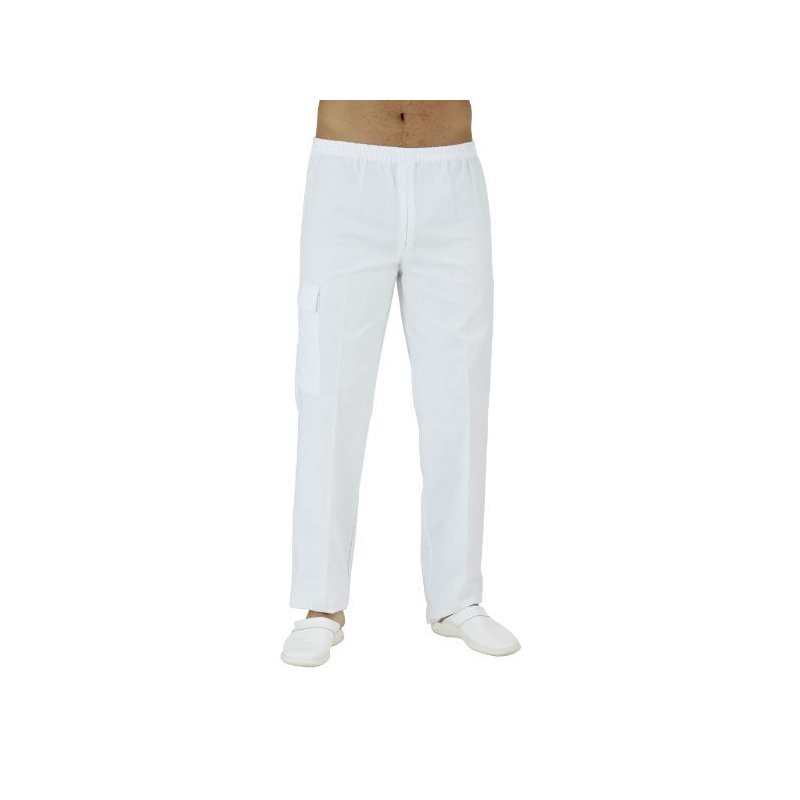 Pantalon médical homme Blanc ceinture élastiqué - Rémi Confection