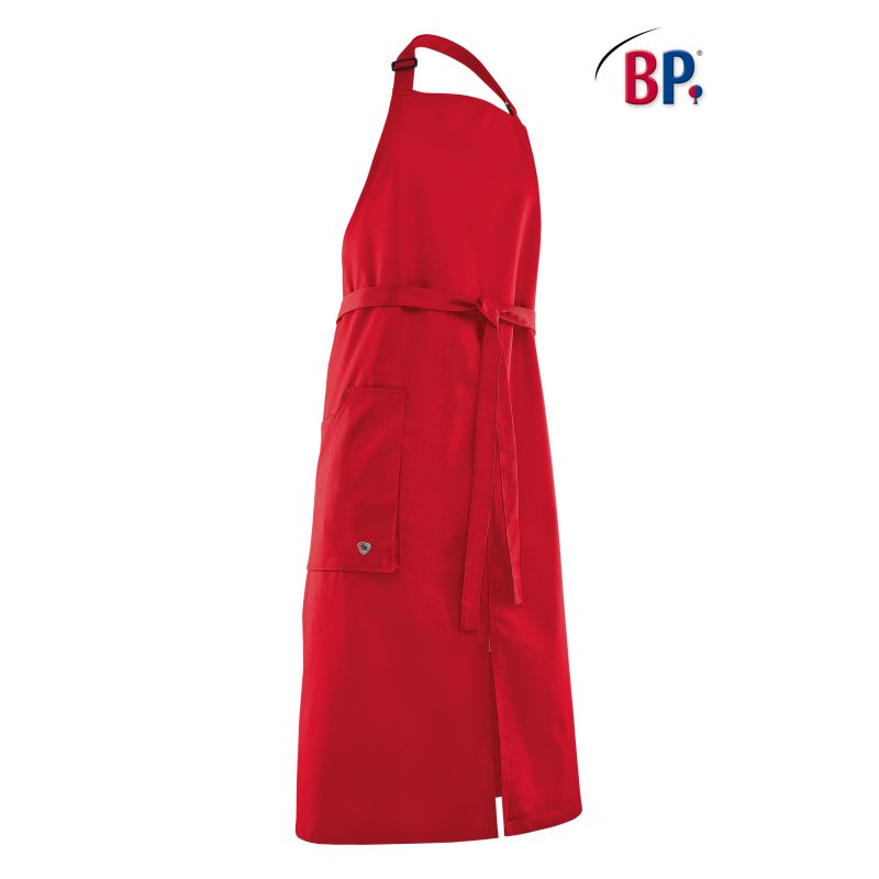 Tablier bavette Rouge polycoton réglable au cou avec fentes - BP