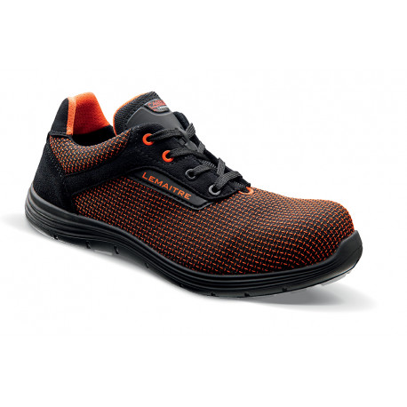 Chaussure de sécurité basse semelle carbon "Yanis", noire et orange (S3 SRC) - Lemaitre