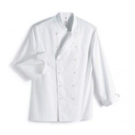 Veste de cuisine mixte manches longues blanche, 100% coton