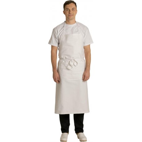 Tablier de cuisine bavette Blanc 100% coton large - Talbot