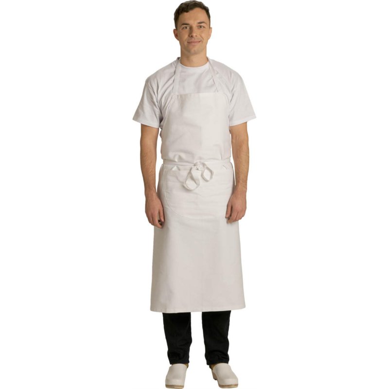 Tablier de cuisine bavette Blanc 100% coton large - Talbot